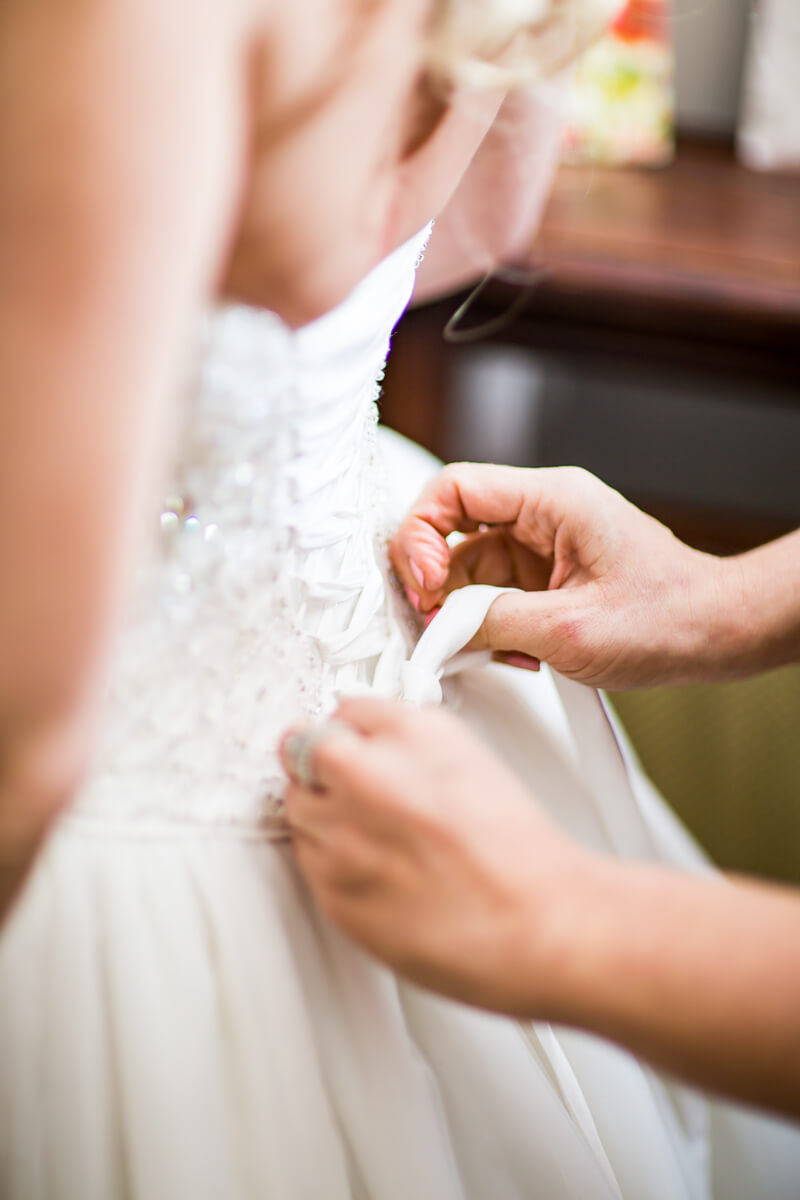 Bridal preparation corset bow
